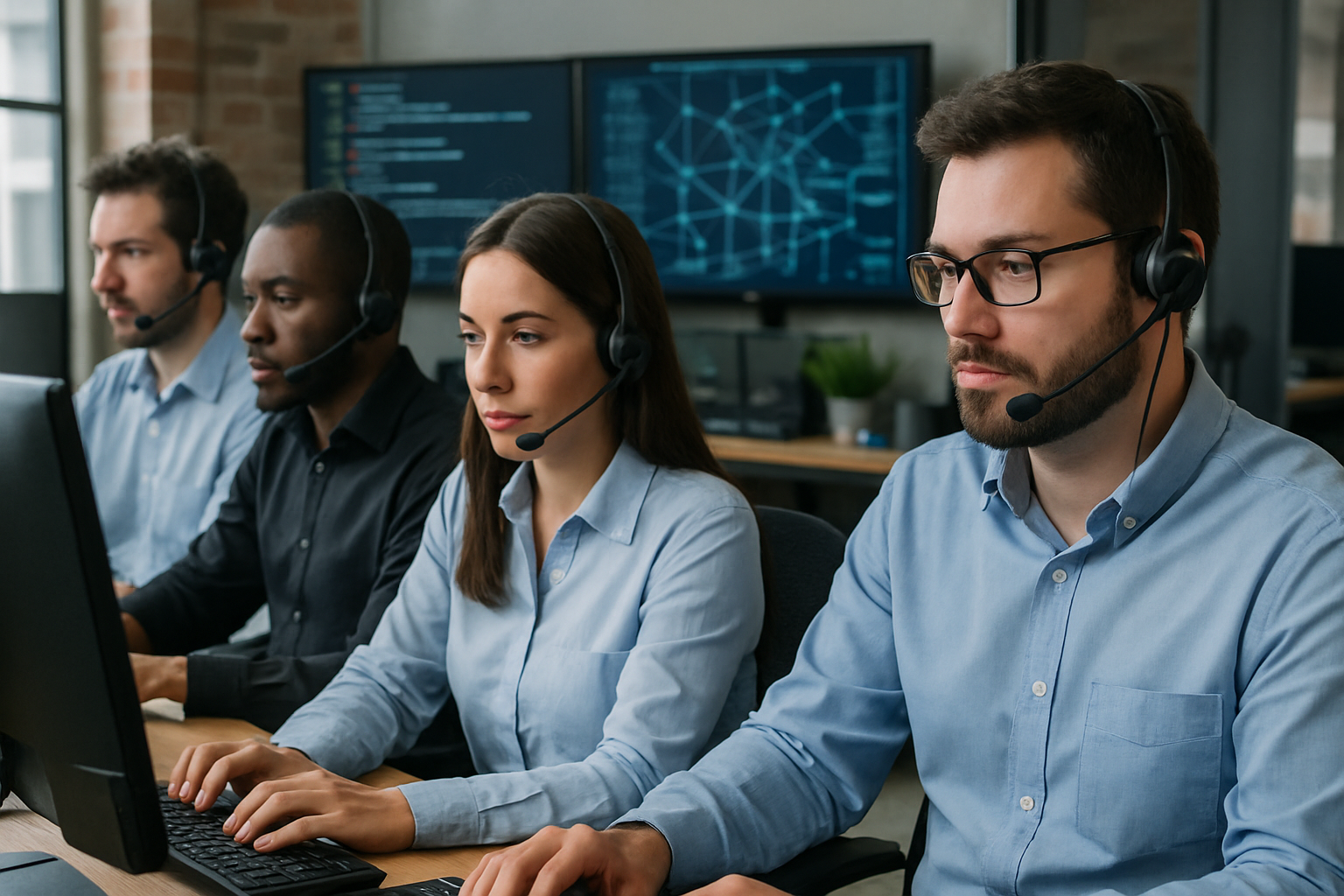 Team of IT professionals providing technical support